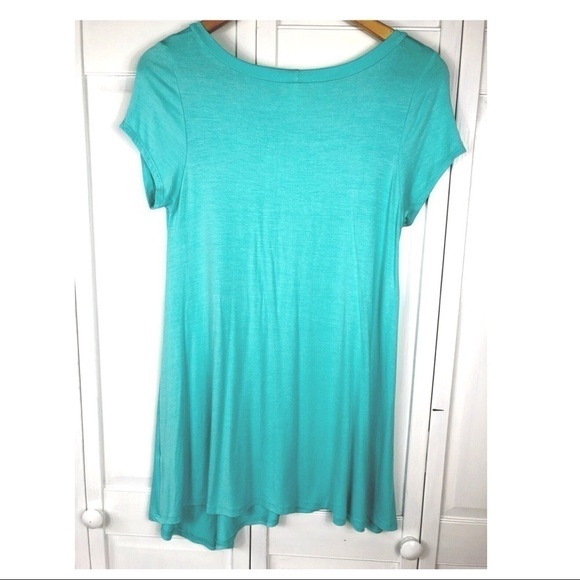 Emerald l TURQUOISE JERSEY Long TUNIC l  Blue Top 0817 - Picture 3 of 4